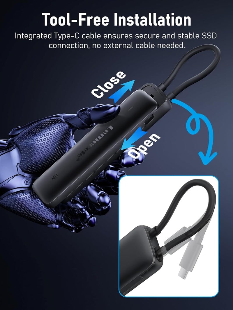 Lemorele M.2 NVMe Enclosure,USB 3.2 Gen2 10Gbps Tool-Free,SSD Enclosure for PCIe M-Key,Nvme USB Adapter Support UASP Trim for 2280 2260 2242 2230(Sata NOT Supported) - Image 5